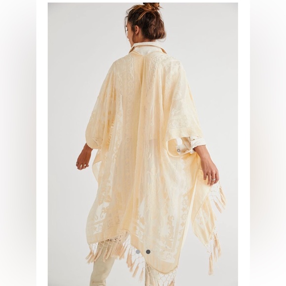 UNICORN 🦄 RARE FREE PEOPLE NIGHTBIRD BURNOUT KIMONO OS - Picture 3 of 16